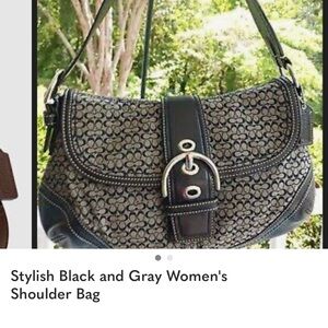 Elegant Black and Gray Women's Shoulder Bag